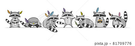 Racoons Family. Funny Characters for your design 81709776