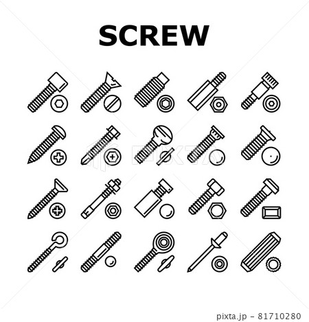 Screw And Bolt Building Accessory Icons Set Vector 81710280