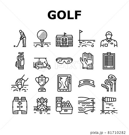 Golf Sportive Game On Playground Icons Set Vector Golf Sportive Game On Playground Icons Set Vector 81710282