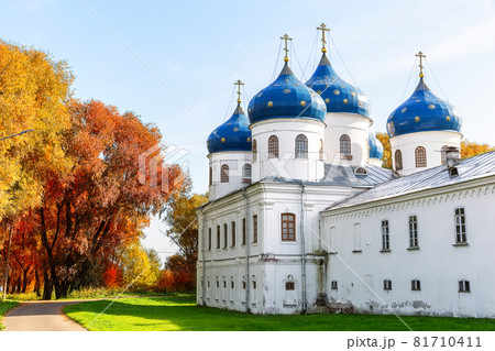 The St. George's or Yuriev Monastery is Russia's oldest monastery in Veliky Novgorod, Russian Federation. 81710411