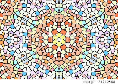 ステンドグラス風の幾何学的な模様のデザインのイラスト素材