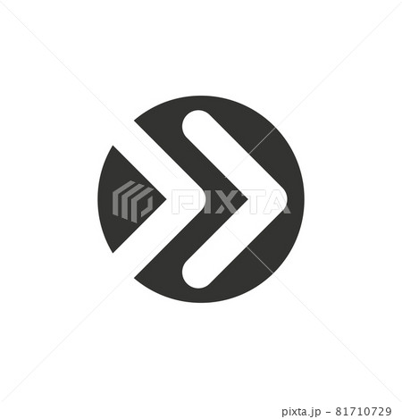 Black vector chevron arrows pointing right in circle, three arrows in row. road sign for turn. Stock Vector illustration isolated on white background. 81710729