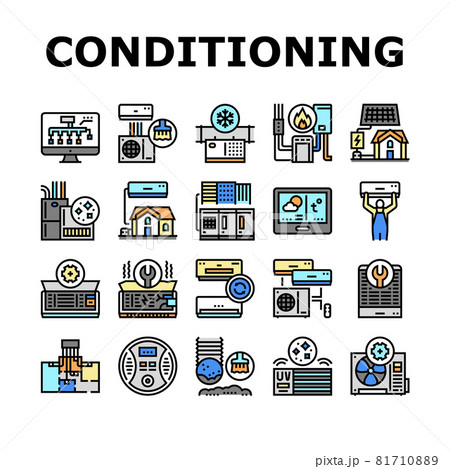 Conditioning System Electronics Icons Set Vector 81710889