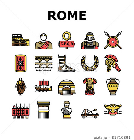 Ancient Rome Antique History Icons Set Vector 81710891