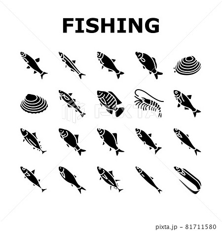 Commercial Fishing Aquaculture Icons Set Vector Commercial Fishing Aquaculture Icons Set Vector 81711580