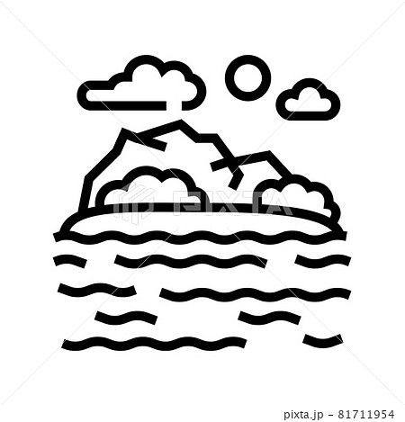 sea coast hawaii line icon vector illustration 81711954