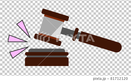 木槌で叩いて大きな音を出すガベルのイラスト 81712120