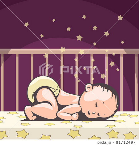 little baby sleeping in bed at night 81712497