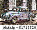 illustration of an old car, drawing of a classic vehicle 81712520