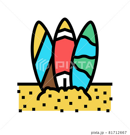 surf board on sand beach color icon vector illustration surf board on sand beach color icon vector illustration 81712667
