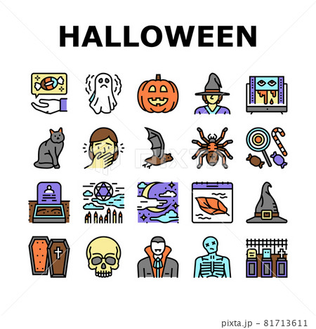 Halloween Autumn Season Holiday Icons Set Vector Halloween Autumn Season Holiday Icons Set Vector 81713611