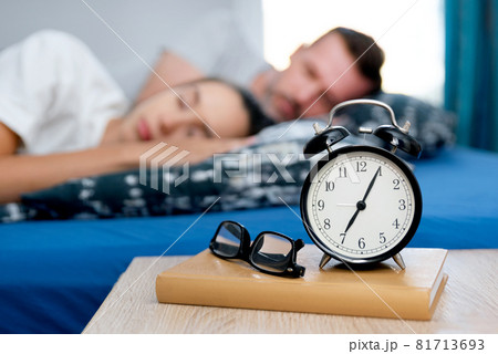Couple sleeping in bed. Healthy sleep concept Couple sleeping in bed. Healthy sleep concept 81713693