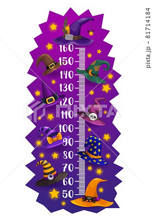 Kids height chart Halloween witch and wizard hats 81714184