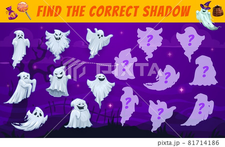 Halloween kids maze, find the correct ghost shadow 81714186