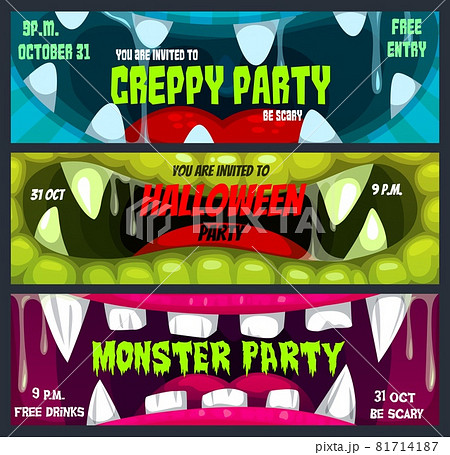 Halloween horror night party banners with monsters 81714187