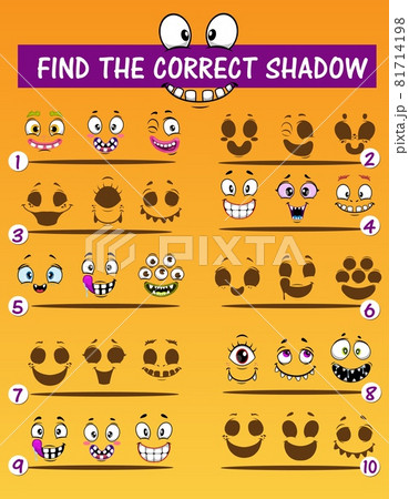Children shadow match game with monsters faces 81714198