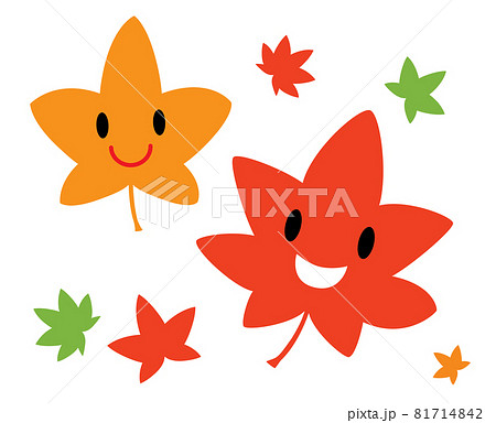 可愛い2つの紅葉のキャラクター 81714842