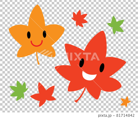 可愛い2つの紅葉のキャラクター 81714842