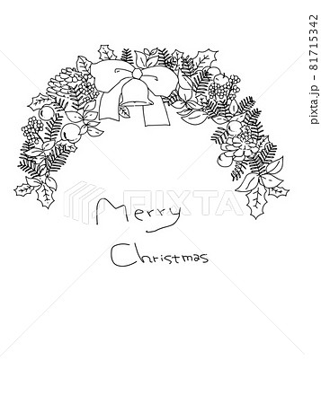 シンプルな線画のみのクリスマスリースのイラスト素材 シンプルな線画のみのクリスマスリースのイラスト素材