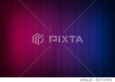 Neon light on wood wall texture background. Lighting effect red and blue neon backgrounds. Neon light on wood wall texture background. Lighting effect red and blue neon backgrounds. 81715491