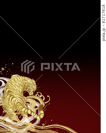 寅と波の和風背景 寅と波の和風背景 81717618