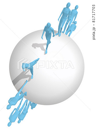 球体の上を永遠に歩き続ける人々　ベクター切抜 81717703