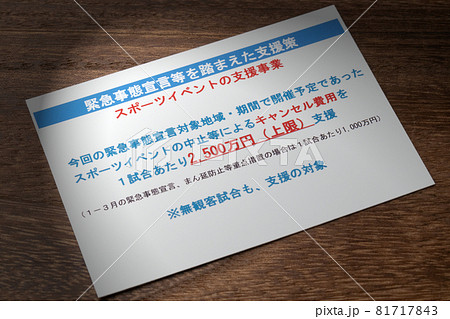 スポーツイベントの支援事業 緊急事態宣言等を踏まえた支援策 スポーツイベントの支援事業 緊急事態宣言等を踏まえた支援策 81717843