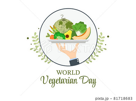 World Vegetarian Day Cute Cartoon Vector Illustration of Various Types of Vegetables or Fruits Such as Broccoli, Carrots, Tomatoes and Others for Maintain Health 81718683