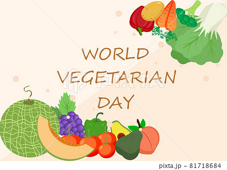 World Vegetarian Day Cute Cartoon Vector Illustration of Various Types of Vegetables or Fruits Such as Broccoli, Carrots, Tomatoes and Others for Maintain Health 81718684