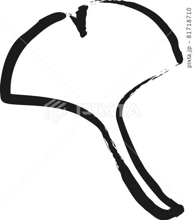 銀杏 白黒線画ぬり絵 手描き風のイラスト素材