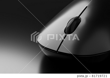 3D rendering Wireless Mouse black color, Gadget Technology concept design on black background with copy space 3D rendering Wireless Mouse black color, Gadget Technology concept design on black background with copy space 81719721