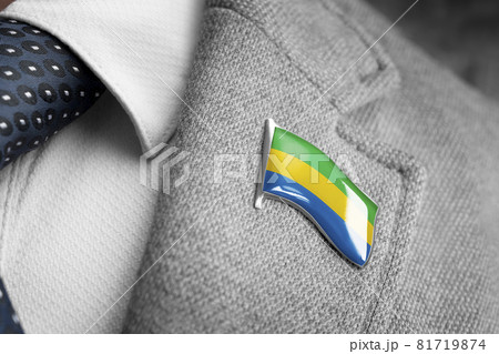 Metal badge with the flag of Gabon on a suit lapel Metal badge with the flag of Gabon on a suit lapel 81719874