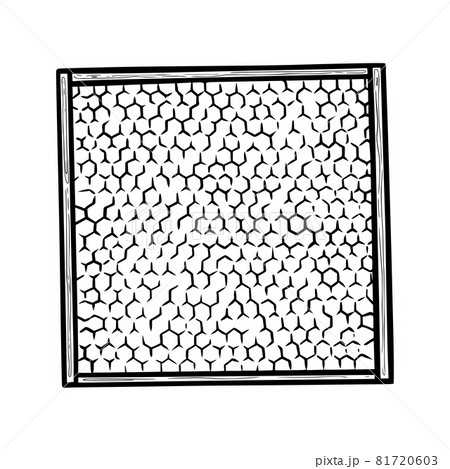 Honey frame with beeswax. Honeycomb in wax foundation and wooden frame. Vector illustration 81720603
