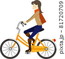 自転車に乗る若い女性 81720709