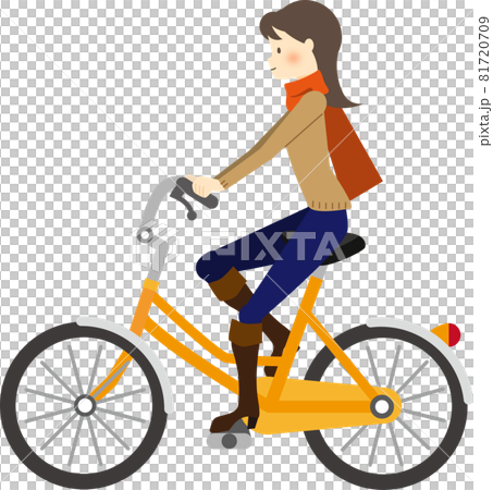A young woman riding a bicycle 81720709