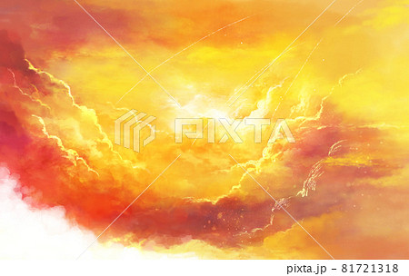 夕焼けの雲海の風景イラストのイラスト素材