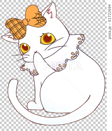 萬聖節風格的白貓 黃色眼睛 插圖素材 圖庫