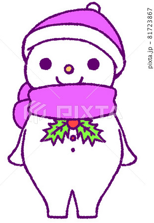 雪だるま 紫色 のイラスト素材