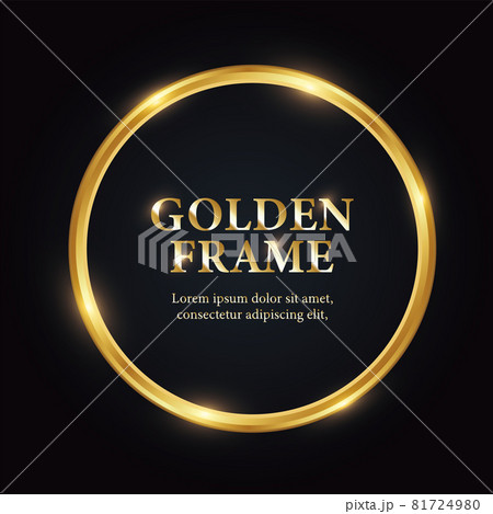 黒い背景に金色の縁の円形フレームのベクターイラストのイラスト素材