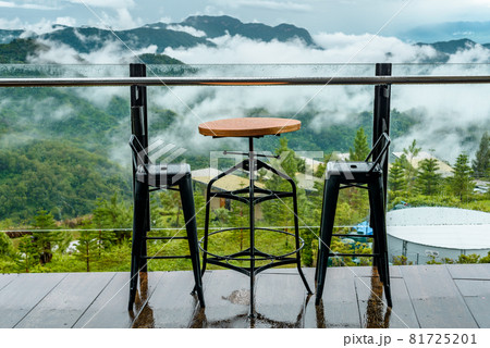 mountain view terrace in tropical forest 81725201