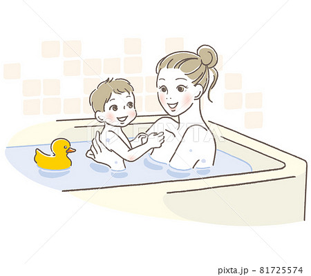 入浴する親子 81725574