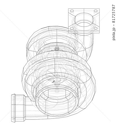 Automobile turbocharger concept outline Vector rendering of 3d Wireframe  style The layers of visible and invisible lines are separated Stock Vector  Image  Art  Alamy