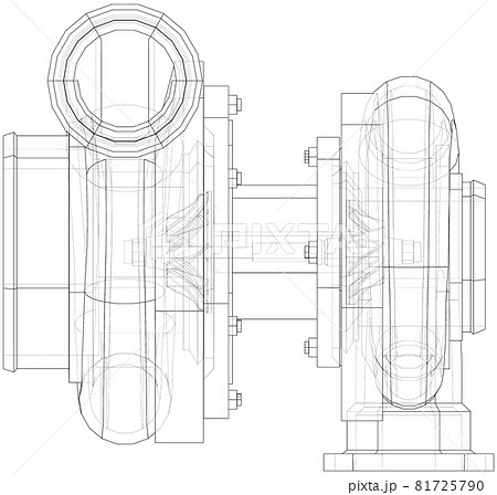Automobile turbocharger concept outline. Vector 81725790