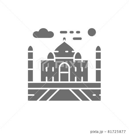 Vector Taj Mahal, India, landmark grey icon. Vector Taj Mahal, India, landmark grey icon. 81725877