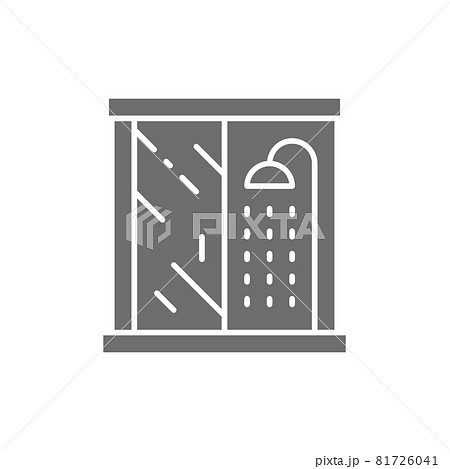Vector shower cabin, bathroom furniture grey icon. Vector shower cabin, bathroom furniture grey icon. 81726041