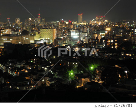 南公園西展望台からの夜景 福岡県福岡市中央区輝国1丁目の写真素材