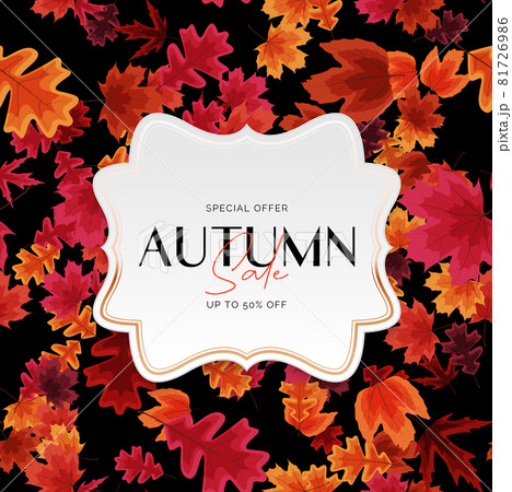 Shiny Autumn Leaves Sale Banner. Business Discount Card. Vector Illustration Shiny Autumn Leaves Sale Banner. Business Discount Card. Vector Illustration 81726986