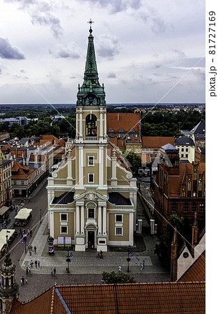Aerial view of the Holy Spirit Church in Torun, Poland 81727169