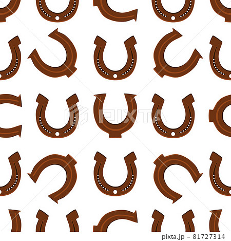 Illustration on theme Irish holiday St Patrick day, seamless horseshoes 81727314