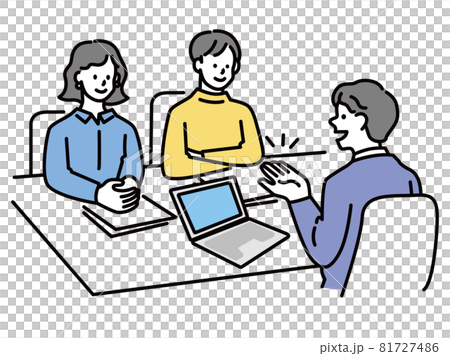 Business scene illustrations that can be used for presentations and meeting materials (explanation, marketing, meetings, strategies) 81727486